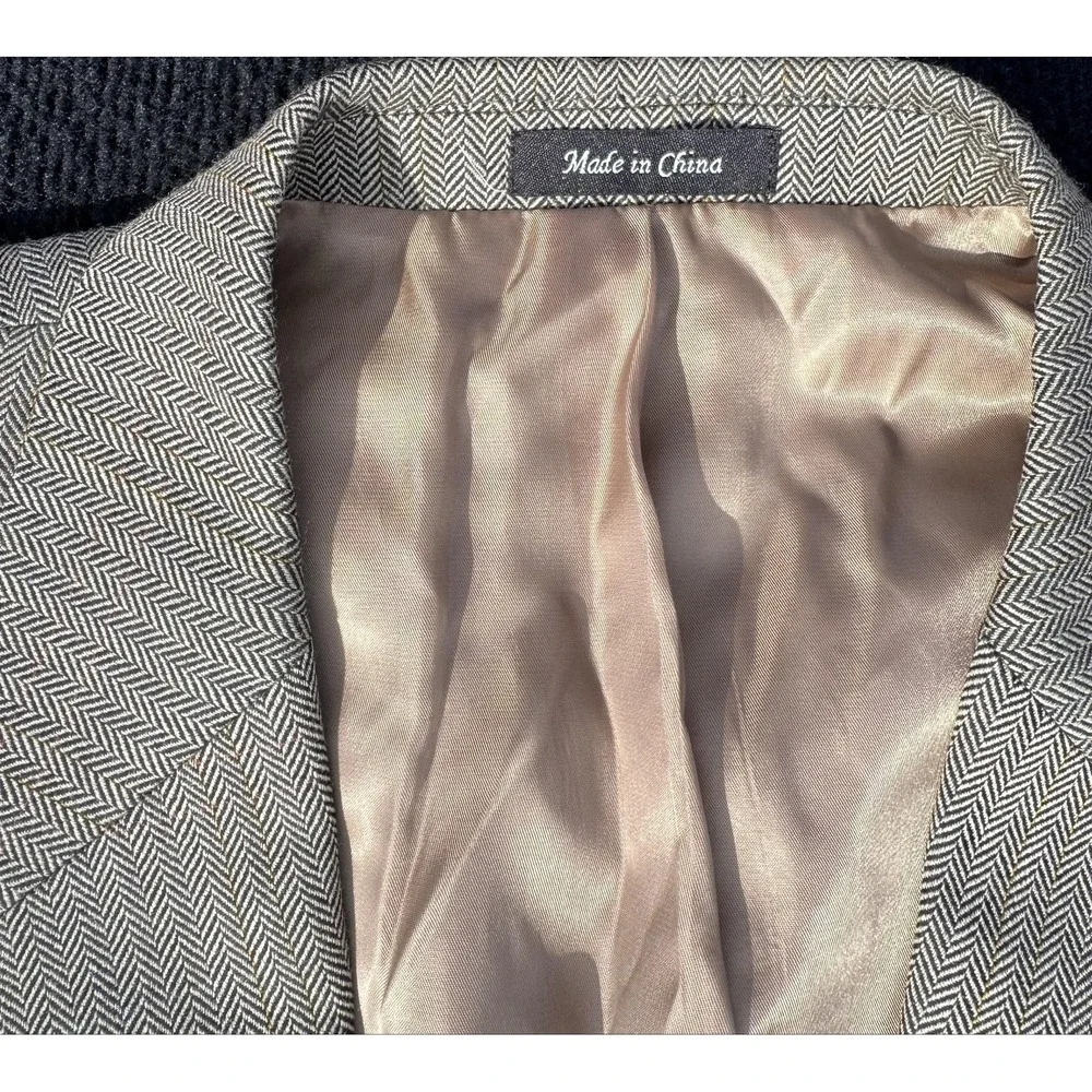 Lauren Ralph Lauren Blazer Mens 44R Gray Wool Herringbone Tweed Sport Coat